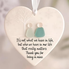 PLPPYFS Acrylic Heart-Shaped Sea Glass Friendship Decor, Friendship Heart-Shaped Keepsake, Friendship Heart-Shaped Ornament for Christmas Tree Hanging Ornaments, Sea Glass Art for Best Friends