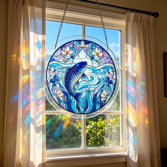 PLPPYFS Acrylic Puzzles Suncatcher Window Hanging, 83 Pieces 7.4 Inch Sun Catcher Acrylic Puzzles, DIY Stained Glass Acrylic Puzzle Kit Garden Decorations for Women Men Mom Birthday Gift