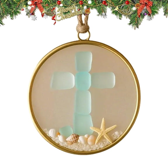 PLPPYFS Acrylic Round-Shaped Sea Glass Friendship Decor, Friendship Round-Shaped Keepsake, Friendship Round-Shaped Ornament for Christmas Tree Hanging Ornaments, Sea Glass Art for Best Friends