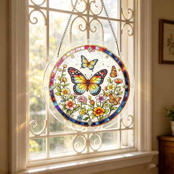 PLPPYFS Aesthetic Acrylic Puzzle for Adult, Acrylic Puzzle Suncatcher Window Hanging Ornament, 7.4" Sun Catcher Acrylic Puzzles, Stained Glass Style DIY Puzzle, Unique Irregular Pieces for Home Decor