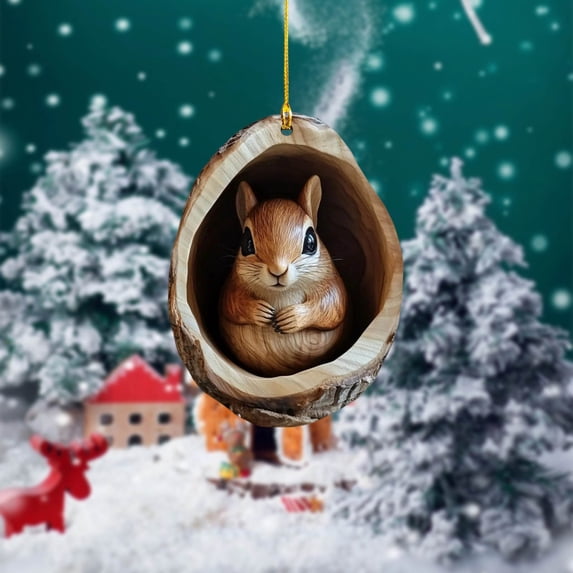 PLPPYFS Animal Christmas Ornament, 2D Flat Acrylic Forest Animal Decorations, Animal Ornaments for Xmas Tree, Hanging Woodland Pendant for Xmas Tree Decorations, Hanging Ornament Home Party Decor
