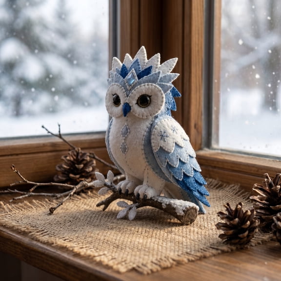 PLPPYFS Arctic Winter Guardian Felt Animal DIY Craft Kit, Hand Sew Patchwork Set of Deer, Owl, Nine-Tailed Fox Ornament for Winter Home Decor, Beginner Sewing Craft Gift