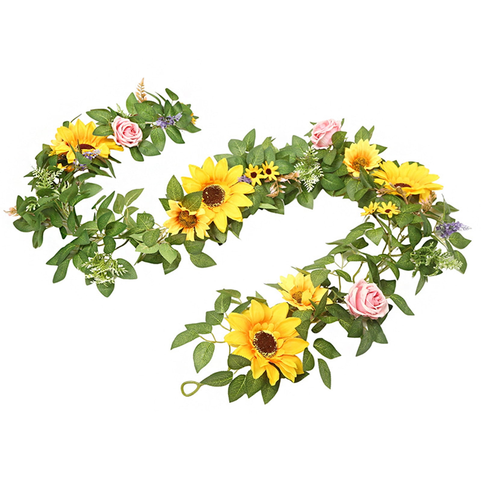 PLPPYFS Artificial Sunflower Garland, Sunflower Vine with Leaves ...