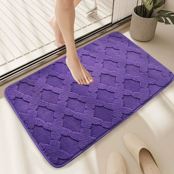 PLPPYFS Bath Mat Rug, Rubber Non-Slip Quick Dry Absorbent Thin Bathroom Rugs Fit Under Door Bathroom Floor Mats-Shower Rug for in Front of Bathtub, Sink, Shower Room (16"x24")