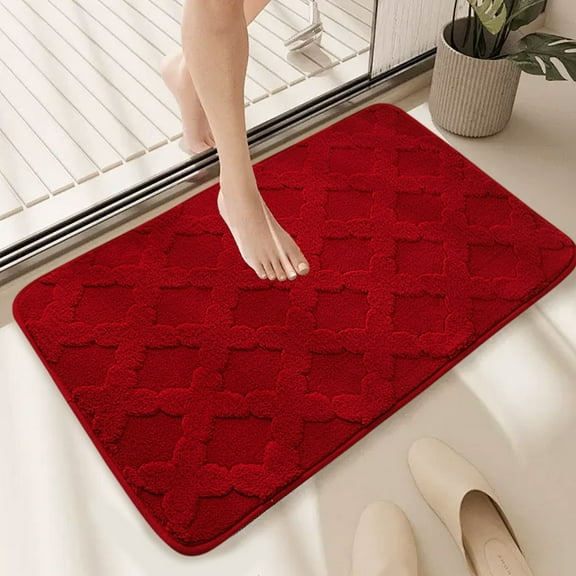 PLPPYFS Bath Mat Rug, Rubber Non-Slip Quick Dry Absorbent Thin Bathroom Rugs Fit Under Door Bathroom Floor Mats-Shower Rug for in Front of Bathtub, Sink, Shower Room (16"x24")