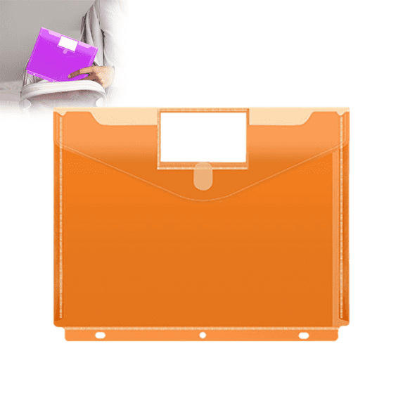 PLPPYFS Binder Pocket Plastic Envelopes Binder Folders 3 Holes Binder Folders for 2/3 Ring Document Pouch with Label Loose-Leaf for Office Home, Letter Size