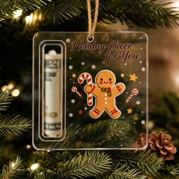 PLPPYFS Christmas Cash Gift Ornament, Acrylic Christmas Money Holder for Cash, Funny Holiday Xmas Tree Hanging Ornaments Decor, Unique Money Gift for Christmas Tree Ornaments