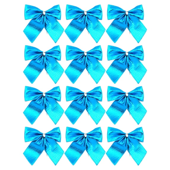 PLPPYFS Christmas Mini Bows, Mini Bow Gift Wrapping Ribbons, 12 Pack, Handmade Ribbon Bows Ornament, Small Bow Ornaments for Crafts, Tree Decor & Gifts
