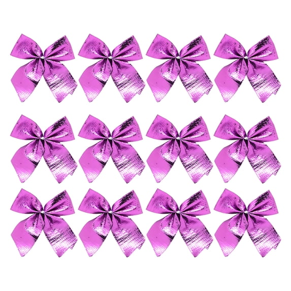 PLPPYFS Christmas Mini Bows, Mini Bow Gift Wrapping Ribbons, 12 Pack, Handmade Ribbon Bows Ornament, Small Bow Ornaments for Crafts, Tree Decor & Gifts