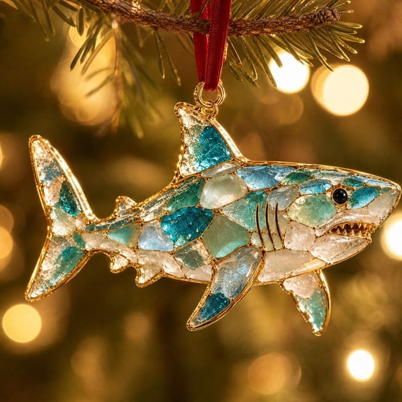 PLPPYFS Christmas Shark Gifts for Women Men - 2D Flat (Not 3D) Acrylic Sea Animals Christmas Ornaments 2026 - Shark Ornament, Ocean Gifts for Ocean Lovers, Animal Ornaments, Animal Lover Gift