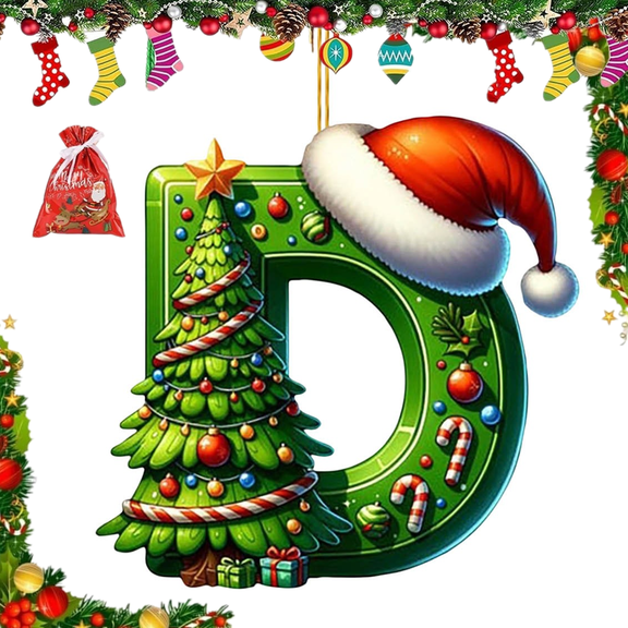 PLPPYFS Christmas Tree Christmas Ornaments, Personalized Letter Ornaments for Christmas Tree, Initial Ornament, Letter Ornament for DIY Hanging Xmas Decor, Gift for Family Friends