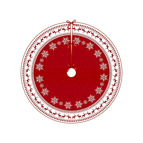 PLPPYFS Christmas Tree Skirt, Holiday Party Decor, 35 inch Tree Skirt Large Snowflake Reindeer Xmas Tree Skirt Rustic Christmas Decorations for Winter New Year Holiday Party Decor Indoor Outdoor