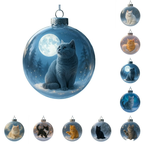 PLPPYFS Cute Cats Christmas Acrylic Ornaments Collection, Tabletop Ornaments for Christmas Tree, Vivid 3D Animal Decorations, Perfect Holiday Decor for Cats Lovers, for Xmas Home Party Centerpiece