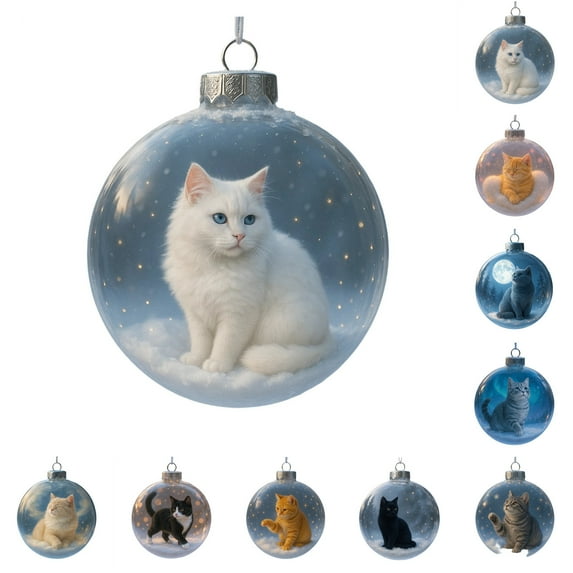 PLPPYFS Cute Cats Christmas Acrylic Ornaments Collection, Tabletop Ornaments for Christmas Tree, Vivid 3D Animal Decorations, Perfect Holiday Decor for Cats Lovers, for Xmas Home Party Centerpiece