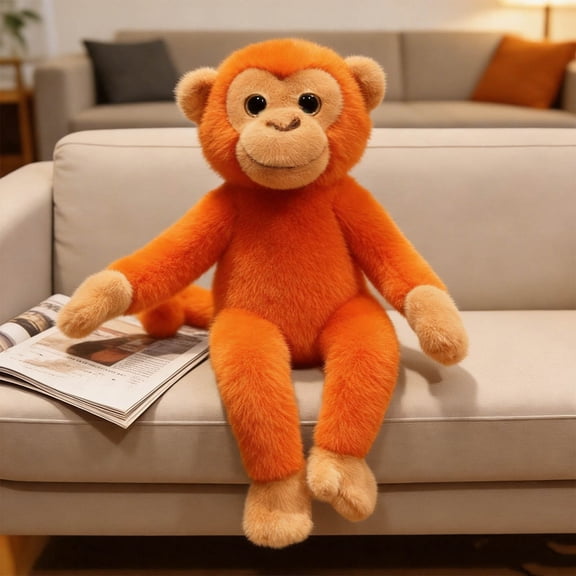 PLPPYFS Cute Hugging Punch Monkey Stuffed Animal, Cuddly Orangutan Stuffed Set, Emotional Support Plush Pose, Soft Zoo Monkey Cushion for Bed, Couch, Gift for Lovers & Adults