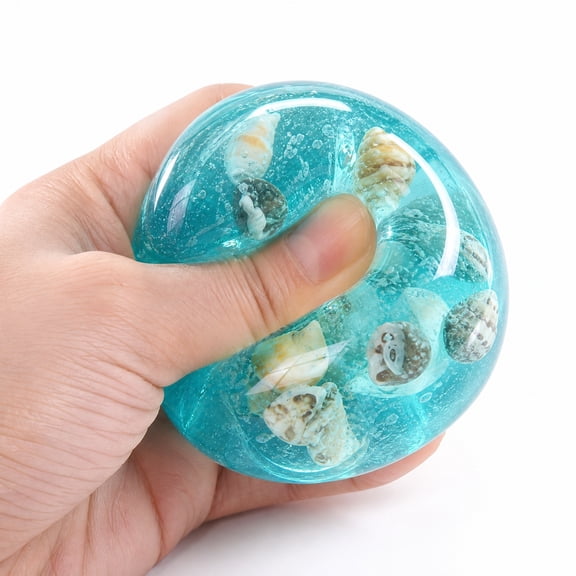 PLPPYFS Cute Mini Glitter Squeeze Ball, Marine Shell Ball-Shaped Ball Soft Stress Relief Fidget Ball, Sensory Relaxing Soft Ball for Everyone, Desk Decor for Home Office & Daily Use
