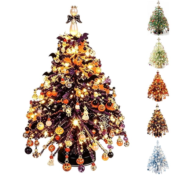 PLPPYFS DIY Beaded Christmas Tree Kit, Handmade Mini Desk Xmas Bead Art, Create Your Own Sparkling Holiday Decoration, 3D Crystal Bead Christmas Tree Making Kit, Holiday Tabletop Decorations