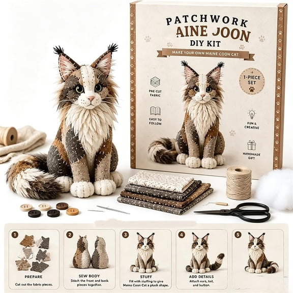 PLPPYFS DIY Patchwork Animal Kit, Fabric Sewing Set for Adults, Handmade Patchwork Craft Set, Complete Fabric Supplies DIY Craft Set for Decorative Halloween Christmas Animal Home Decor Projects
