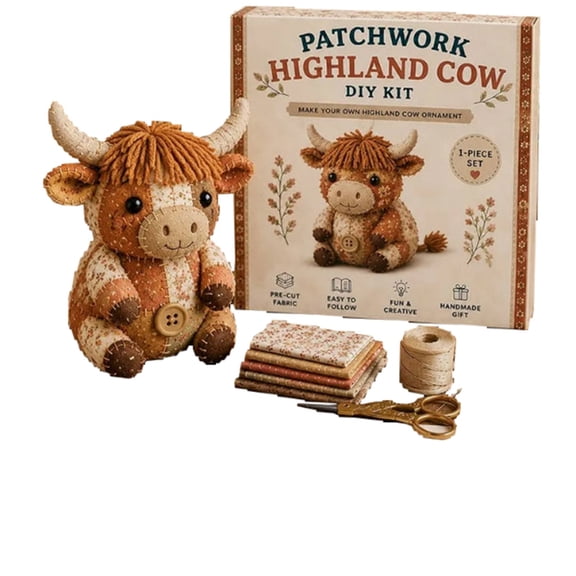 PLPPYFS DIY Patchwork Animal Kit – Handmade Sewing Craft Kit with Pre-Cut Fabric & Stuffing, Plush Animal DIY Set for Cute Ornament, Shelf Décor, Quilting, Crafting & Creative Gift Projects
