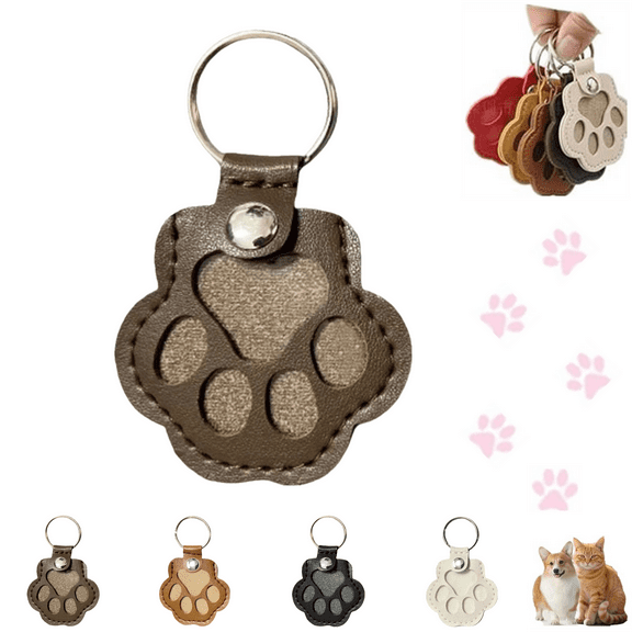PLPPYFS Dog Fur Storage Keychain for Dog Cat Paw Shaped Keychain, Pet Hair Keepsake Keychains, Cute Leather Paw Keychains, Pet Memorial Gifts for Bag Purse Paw Charm Key Holder, Brown