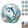 thumbnail image 1 of PLPPYFS Dolphin Diamond Art Kits for Adults, Acrylic Hanging Suncatcher Dolphin Diamond Suncatcher, Special Shaped Diamonds, Hanging Chain, Complete DIY Craft Tools, Hanging Ornament, 1 of 7