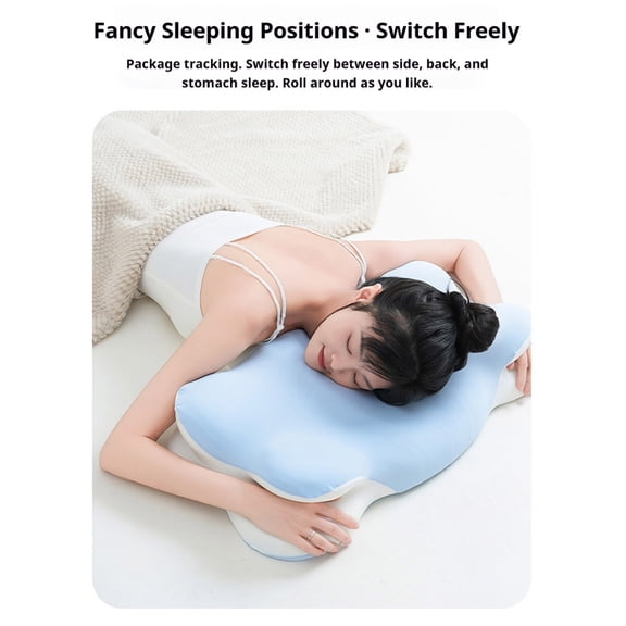 PLPPYFS Ergonomic Memory Sleep Cloud Pillow, Ergonomic Cervical Support Pillow, Memory Foam Cervical, Adjustable Neck Support Pillow with Cooling Breathable Cover for Adults, Back And Side Sleepers