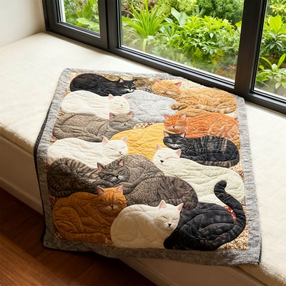 PLPPYFS Flocking Cats Sleeping Patterns Flannel, Funny Cat Quilt,Cats Throw Blanket,Soft, Soft Lightweight Bedspread Coverlet, Warm, Fluffy All-Season Flannel Blankets for Bed, Living Room