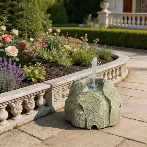 PLPPYFS Fountain for Bird Baths for Bird Bath Fountain with Water Pump Plastic Granite Rock Water Feature for Garden Patio Lawn Hummingbird Birdbath Fish Tank and Aquariums
