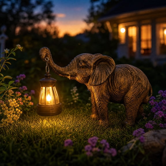 PLPPYFS Garden Animal Statue Solar Light Outdoor Decorations Figurine with Lantern Led Sculpture Lawn Patio Yard Porch Outside Halloween Christmas Housewarming Gifts for Women Mother's Day Grandma