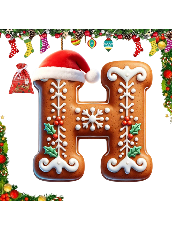 Gingerbread Christmas Ornaments, Personalized Letter Ornaments for Christmas Tree, Initial Ornament, Letter Ornament for DIY Hanging Xmas Decor, Gift for Family Friends