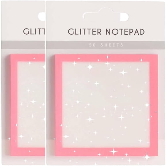 PLPPYFS Glitter Transparent Sticky Notes, Sparkle Memo Stationery, Cute Self Adhesive Note Memo Pads, Transparent Glitter Notepads Stationery, Through Notes, Small to Do List, Office Supplies