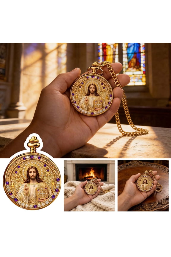 Golden Grace Personalized Pocket Watch, Religious Gift for Women Men, Custom Catholic Pocket Watch, Mary Pocket Watch, Religious Gift, Spiritual Gift for Others