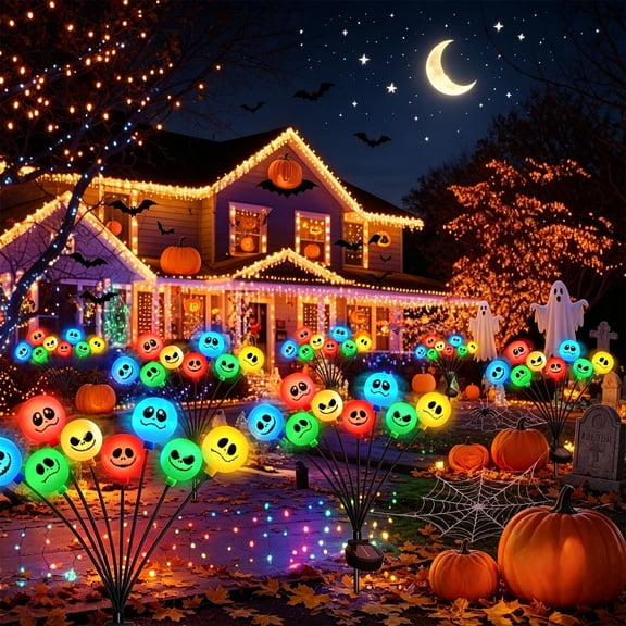 PLPPYFS Halloween Decorations Outdoor Solar Lights, Halloween Solar Pathway Lights, LEDs Solar Outdoor Garden Stake Lights, Waterproof Pathway Light for Halloween Party Home Yard Patio Decor, 1 Pack