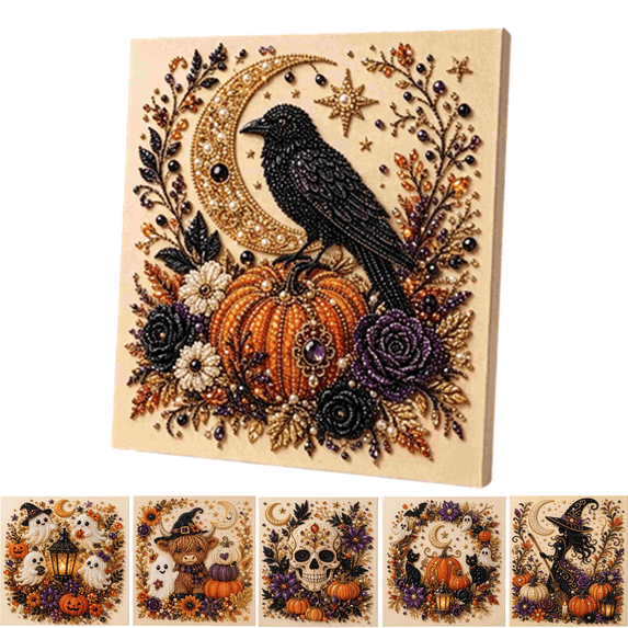 PLPPYFS Halloween Ghost Pearl Art DIY Kit, Ghost Diamond Art Craft Kit with Crystal Pearl Beads, Cute Ghost Diamond Art for Adults & Beginner, Halloween Home Wall Decor, Fall DIY Gift