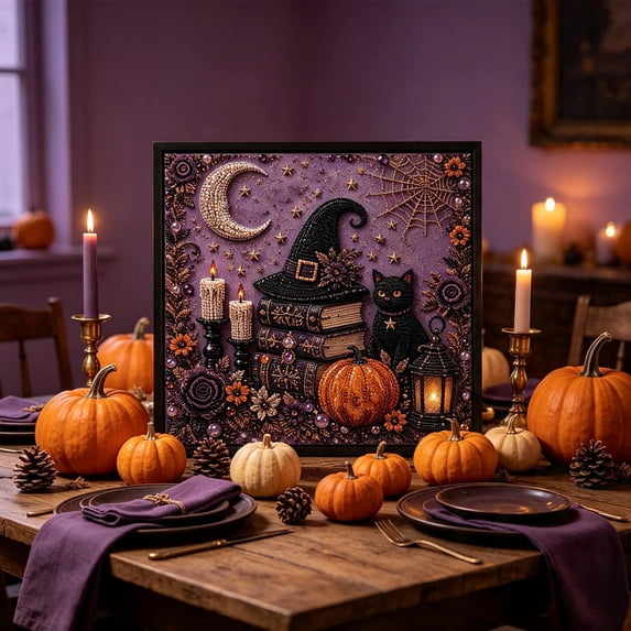 PLPPYFS Halloween Ghost Pearl Diamond Art DIY Kit, 3D Diamond Embroidery Crafts Kit for Adults, Spooky Cute Ghost Pumpkin Canvas Art, DIY Fall Home Halloween Decor Wall Art, Beginner DIY Gift