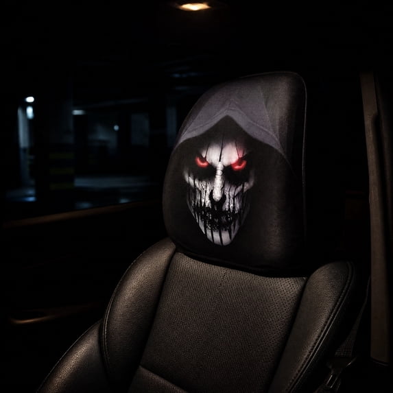 PLPPYFS Halloween Scary Headrest Covers For Cars, Funny Headrest Covers for Cars, Soft Polyester Fabric with Spooky Auto Seat Protector for Halloween Car Decorations and Vehicle Accessories