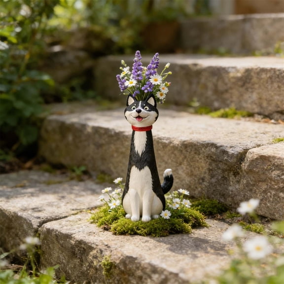 PLPPYFS Handcrafted Quirky Dog-themed Vase, 7.5 Inch Whimsical Dog Flower Vase for Decor, Funny Dog Planter, Cute Animal-Shaped Vases Qrnaments, Desk, Shelf, Boho Home Deco for Dogs Lovers