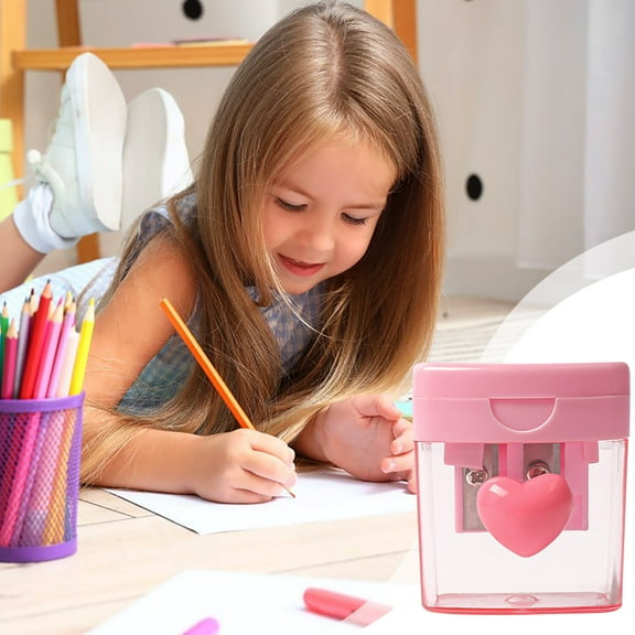 PLPPYFS Heart Pencil Sharpeners Bulk Colored Pencil Sharpener Handheld Small Cute Pencil Sharpener Manual Pencil Sharpeners with Cover 2 Holes Multicolor for Classroom Office Supplies