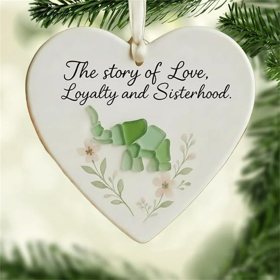 PLPPYFS Heart-Shaped Sea Glass Friendship Decor, Acrylic Handcrafted Sea Glass Ornament, Friendship Keepsake Christmas Decor, for Xmas Tree Home Party Hanging Decorations, Gift for Best Friends