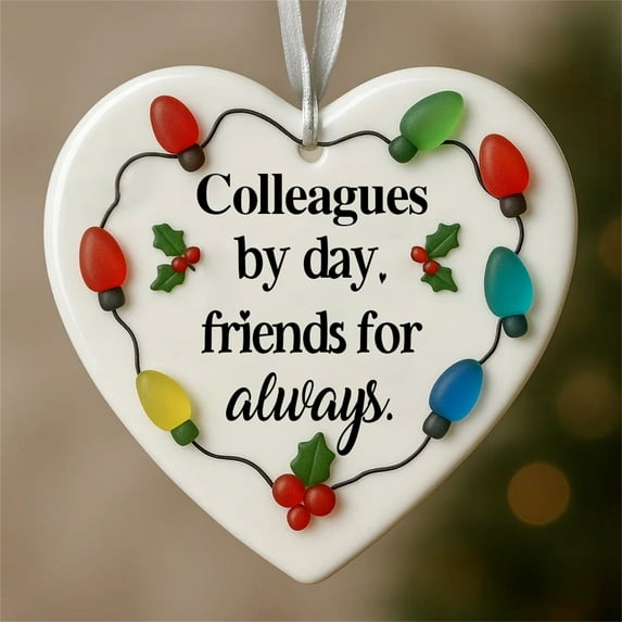 PLPPYFS Heart-Shaped Sea Glass Friendship Decor, Acrylic Heart Ornament Keepsake, Christmas Tree Hanging Ornaments, Friendship Gifts for Best Friend, Thank You Present for Coworker, Teacher, Boss