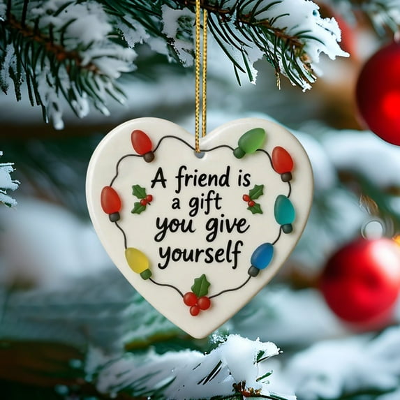 PLPPYFS Heart-Shaped Sea Glass Friendship Decor, Acrylic Heart Ornament Keepsake, Christmas Tree Hanging Ornaments, Friendship Gifts for Best Friend, Thank You Present for Coworker, Teacher, Boss