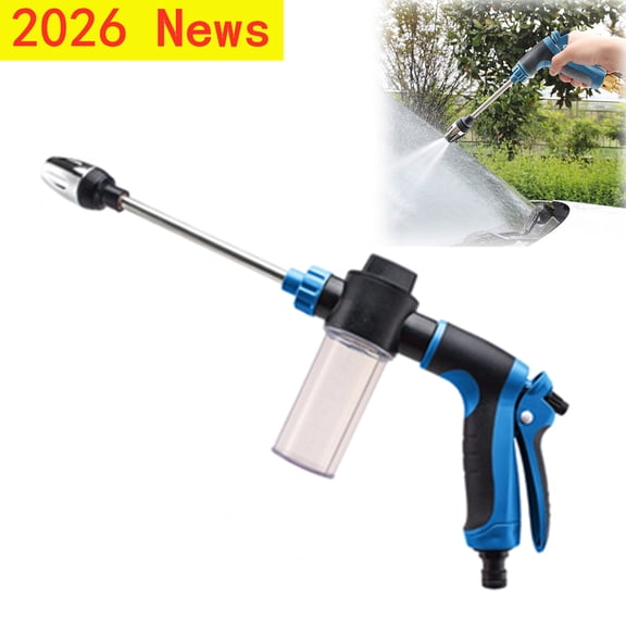 PLPPYFS High Pressure Car Wash Spray Hose Nozzle with Soap Dispenser, Adjustable Spray Patterns, Long Rod Garden Hose Nozzle for Hose for Plant Watering and Lawn Care