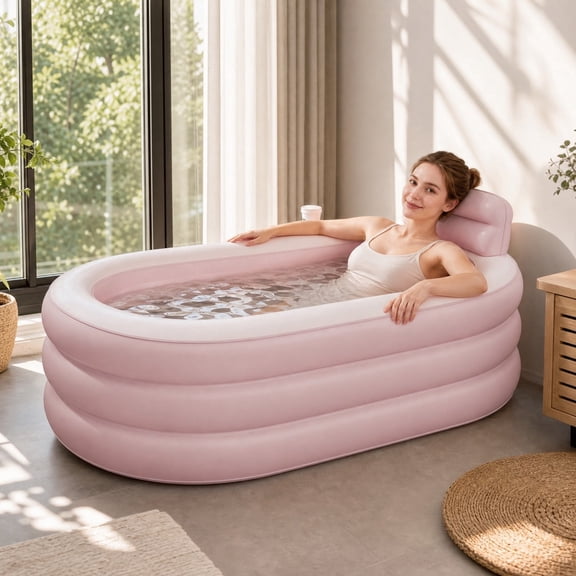 PLPPYFS Inflatable Adult Bath Tub, Freestanding Blow Up Bathtub with Foldable Portable Soaking Tub Water Pool Feature for Adult Spa,Indoor and Outdoor Universal Folding Pool