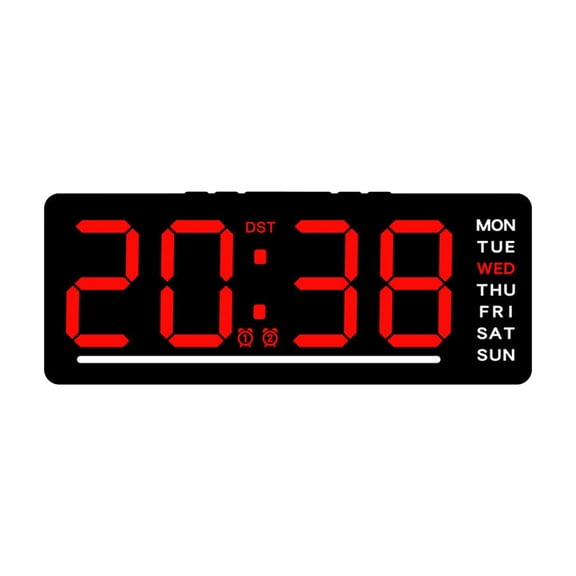 PLPPYFS Large Display Digital Alarm Clock for Bedrooms, Date Day of Week Calendar Desk Table Clocks for Living Room Office, Digital Clocks for Living Room with Temperature, Date & Time Display