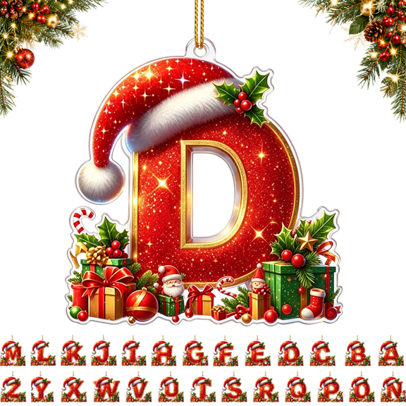 PLPPYFS Letter Ornaments for Christmas Tree Decoration, Christmas Initial Ornament, Personalized Hanging Pendant Xmas Alphabet for DIY Craft Ornaments, Hanging Name Tags for Xmas Tree Decor