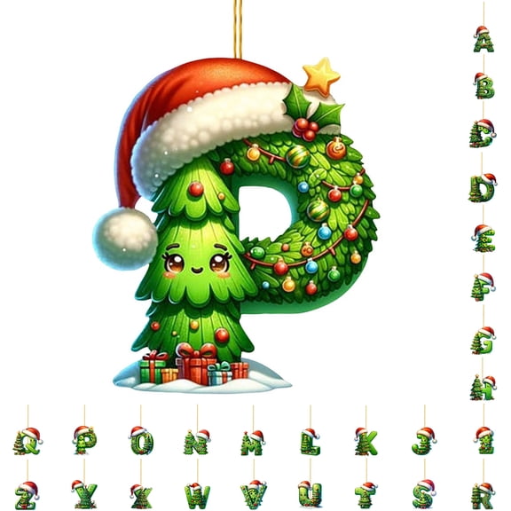PLPPYFS Letter Ornaments for Christmas Tree Decoration - Personalized Hanging Pendant Xmas Alphabet for Christmas Initial Ornament 2026, DIY Craft Ornaments, Christmas Gifts for Family Friends