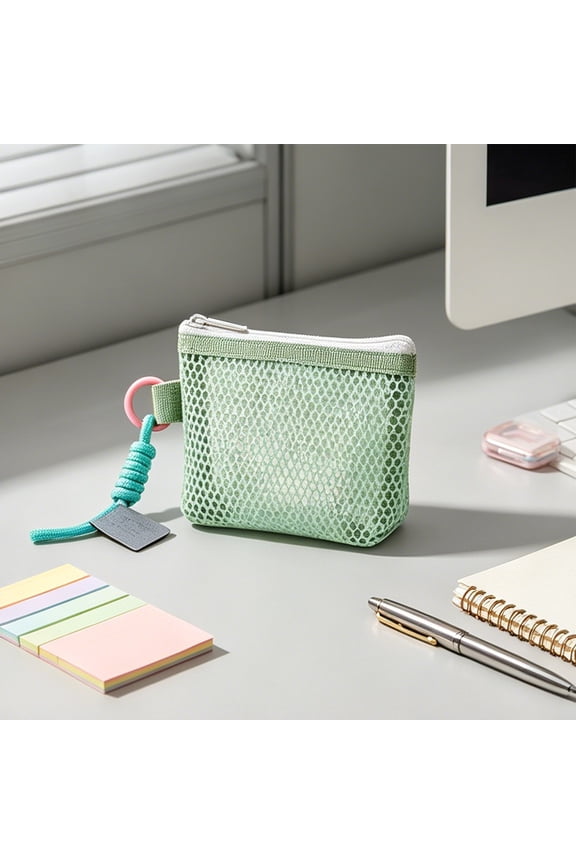 Mini Zipper Mesh Bags, Small Zipper Mesh Pouch Key Holder Clear Travel Kit Storage Purse Portable Cosmetic Pouch for Small Items Key Lipstick Credit Card
