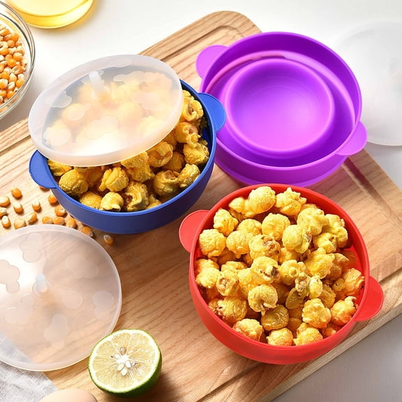 PLPPYFS Original Microwave Popcorn Popper, Silicone Popcorn Maker, Oven-Safe Silicone Popcorn Maker Microwave Popcorn Bowl Heat-Popcorn Bucket Collapsible Bowl BPA Free & Dishwasher Safe