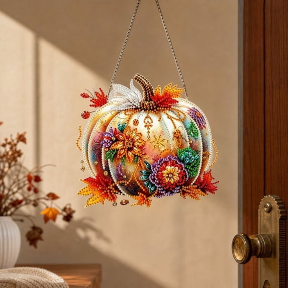 PLPPYFS Pearl Diamond Art Hanging Ornament Kit, Acrylic Gem Art Window Suncatcher, Autumn Pendant Decor Home Wall Decor, Holiday Gift, Windows Hanging, Thanksgiving (No Assembly!!!)