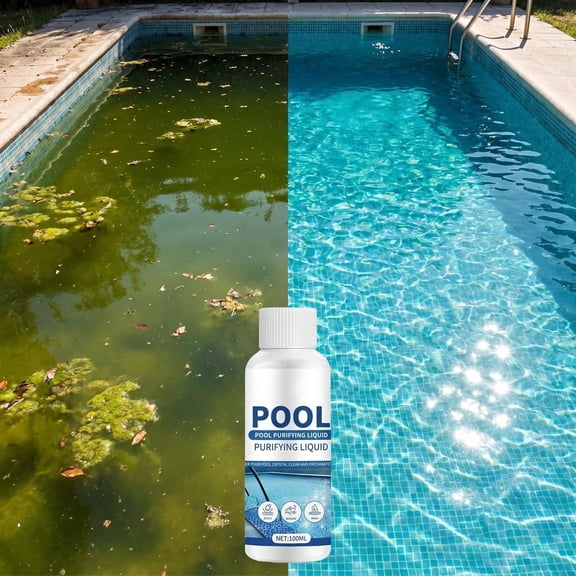 PLPPYFS Pool Water Purifier Liquid, Efficient Turbid Water Clarifier & Odor Remover, Mild Safe Pool Cleaning Solution for Swimming Pools Daily Maintenance, 100ml